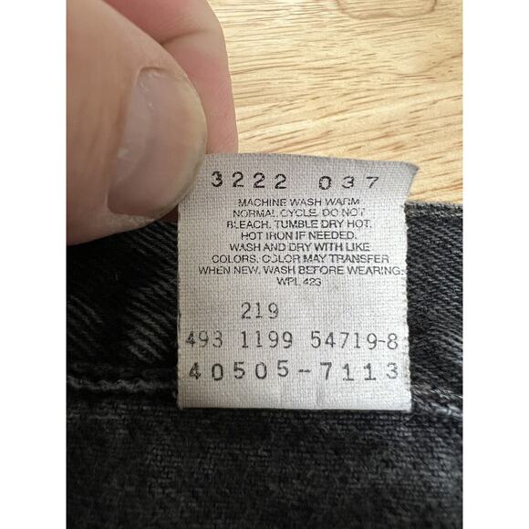 Levi’s 505 40x32 Distressed Regular Fit Straight Leg Black Denim‎ Vintage 1999 - Picture 3 of 5